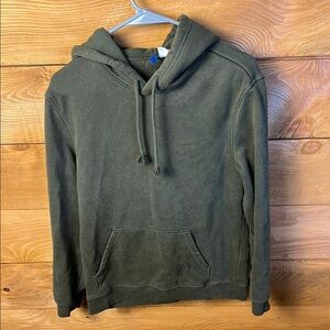 H&M Divided Men’s Green Hoodie Sweatshirt Relaxed Fit Cotton Blend Pocket Casual